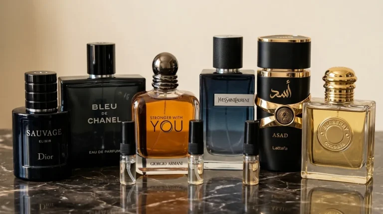 Parfums originaux et décants : Dior Sauvage, Bleu de Chanel, Armani, Yves Saint Laurent, Lattafa Asad et Burberry