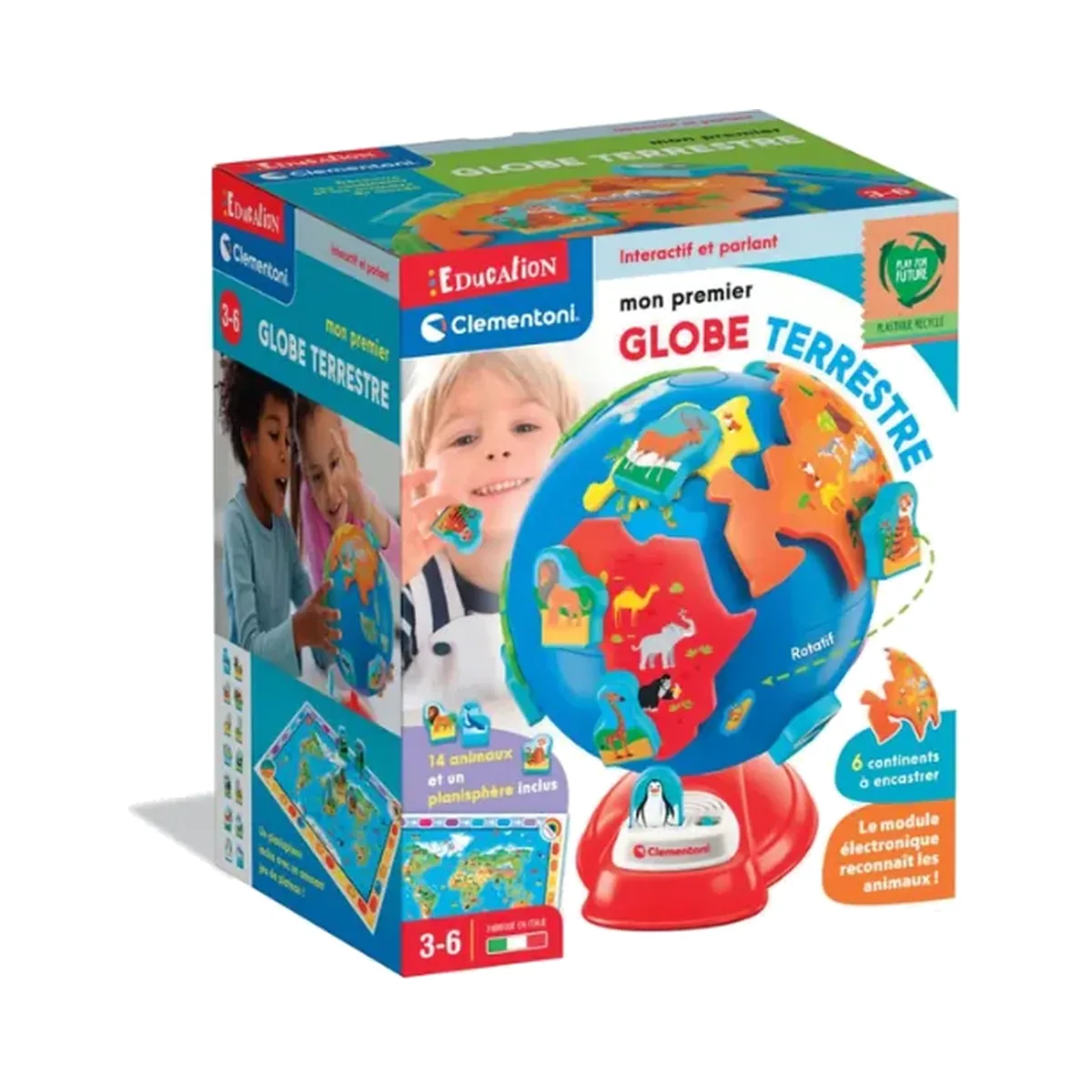 Clementoni Mon premier globe interactif, animaux et continents كرتي الأرضية التفاعلية الأولى من Clementoni، الحيوانات والقارات – Clementoni