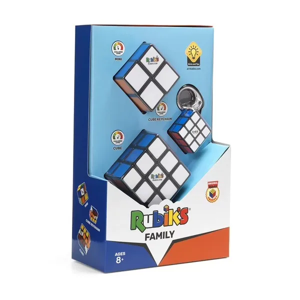 Coffret Rubik's Cube 3x3, Mini 2x2 et porte-clés Rubik's علبة Rubik's Cube 3x3 وMini 2x2 وميدالية مفاتيح Rubik's – Rubik's
