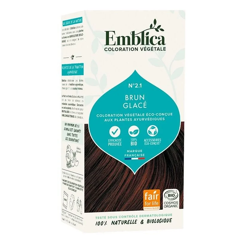 Coloration végétale 2.1 brun glacé Emblica 100 g – vue trois-quarts