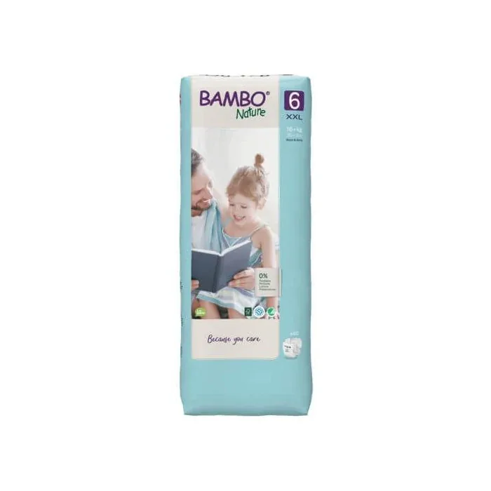 Couches Bambo Nature taille 6 (16 kg+) 40 couches Paquet de 40 couches Bambo Nature taille 6 pour enfant de 16 kg et plus