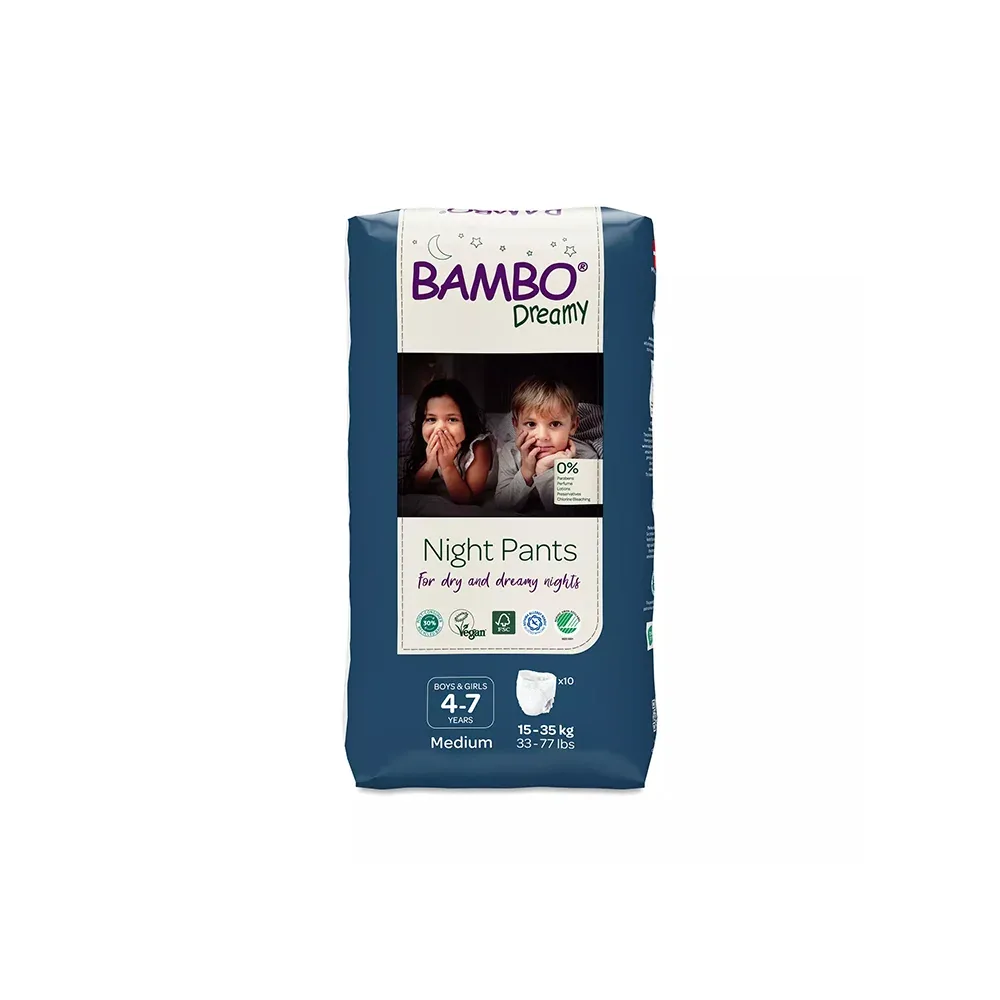 Couches-culottes énurésie Bambo Dreamy 4-7 ans (15-35 kg) Pack de 10 culottes de nuit Bambo Nature Dreamy pour enfants de 4 à 7 ans