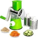 Coupe-légumes manuel 3 en 1, mandoline ronde 3 lames – vue trois-quarts