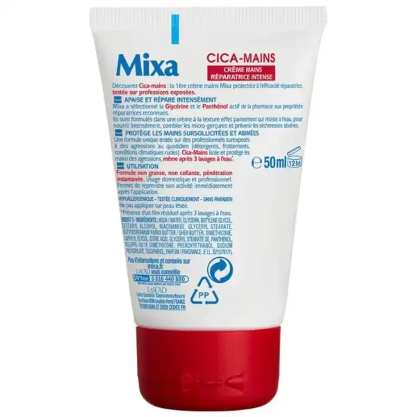كريم اليدين المرمّم Cica-Mains من Mixa 50 مل – منظر خلفي