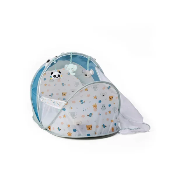 Eurekakids, lit parapluie pliable avec moustiquaire pour voyager – vue trois-quarts