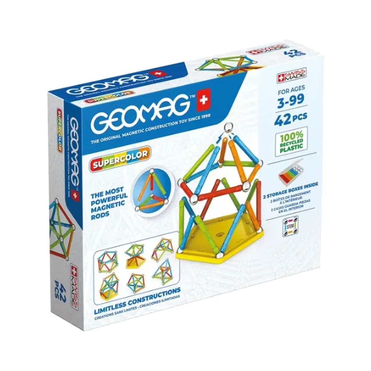 Geomag Supercolor jeu de construction magnétique 42 pièces Geomag Supercolor لعبة بناء مغناطيسية من 42 قطعة – Geomag