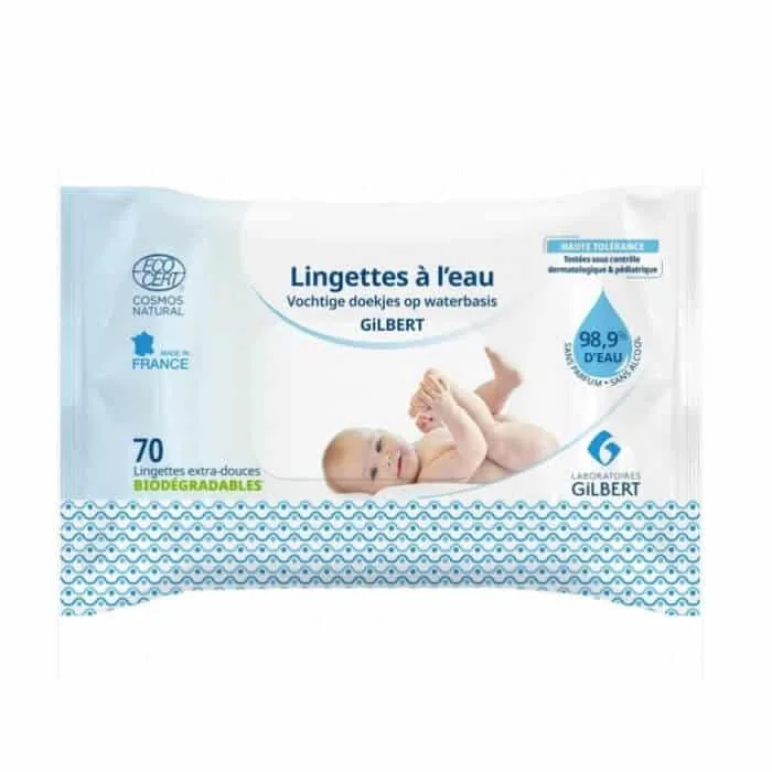 Gilbert, lingettes pour bébé à l'eau, 100 % naturelles عبوة من 70 منديلًا بالماء للأطفال من Gilbert