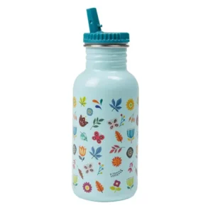 Gourde à paille turquoise motif fleurs Eurekakids – Eurekakids