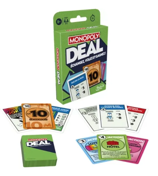 Hasbro Gaming Monopoly Deal jeu de cartes de 110 cartes Hasbro Gaming Monopoly Deal jeu de cartes de 110 cartes – Hasbro