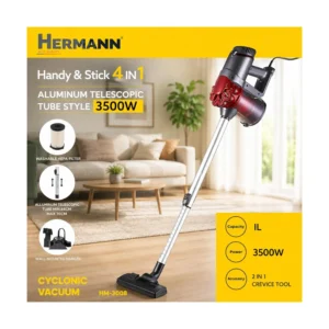 HERMANN 4 en 1, aspirateur à main filaire 3500 W, réservoir 1 L – HERMANN