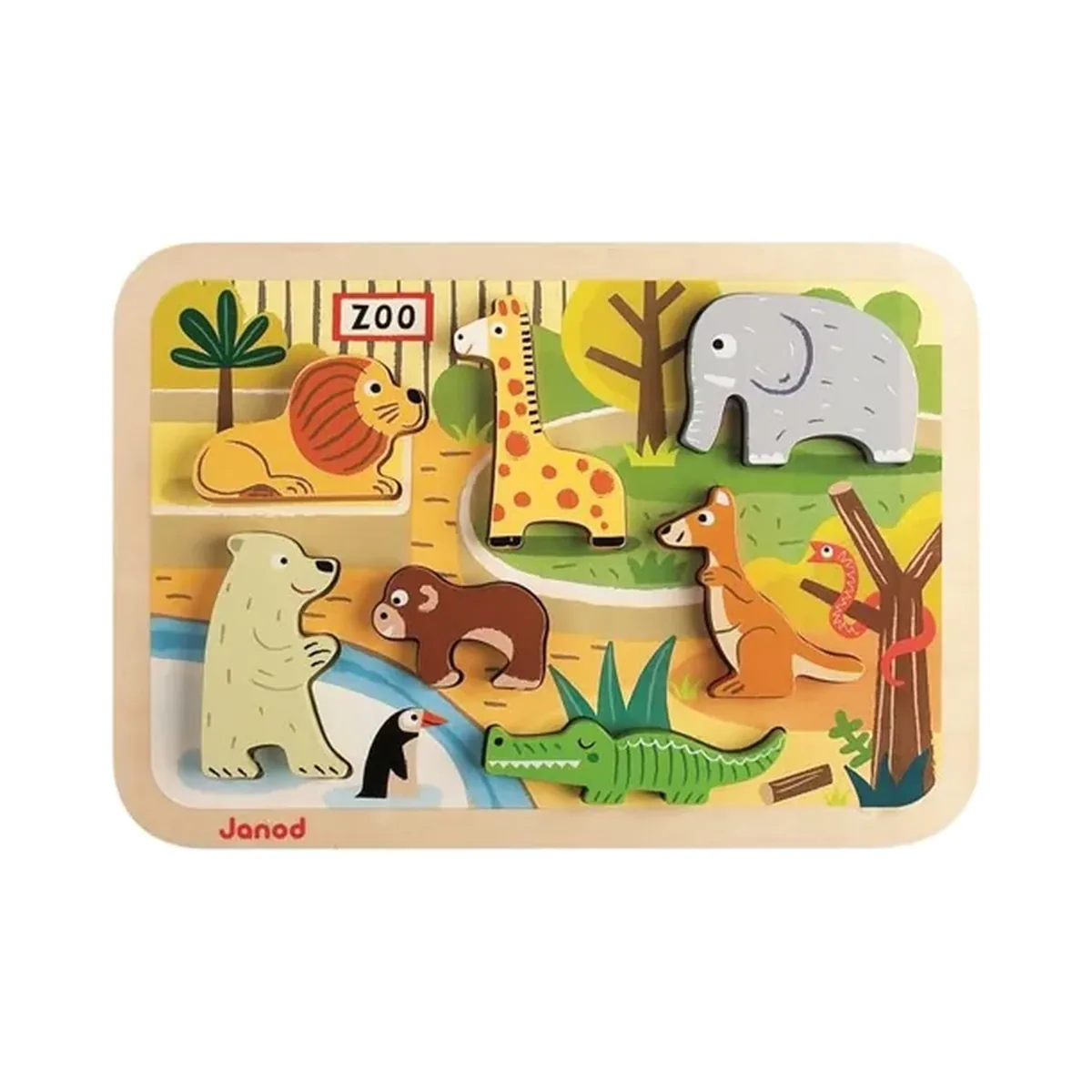 Janod Chunky puzzle Zoo en bois 7 pièces Janod Chunky puzzle Zoo en bois 7 pièces – Janod