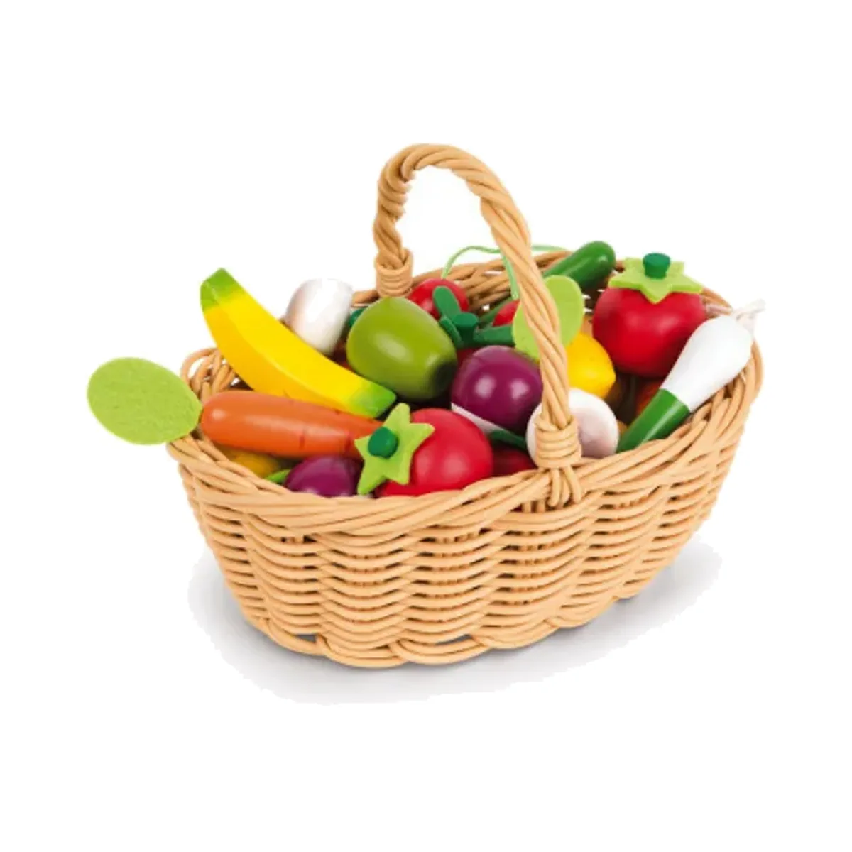 Janod panier de 24 fruits et légumes, jeu d'imitation Janod سلة من 24 فاكهة وخضرة، لعبة محاكاة – Janod