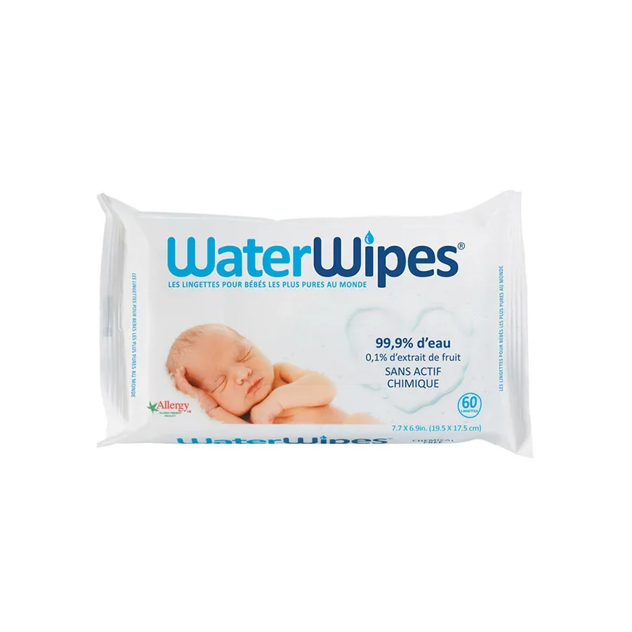 Lingettes WaterWipes Paquet de 60 lingettes bébé WaterWipes, 99,9 % d'eau purifiée
