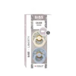 Lot de 2 sucettes Eloise Dusty Blue Mix Bibs 6-18 mois – emballage