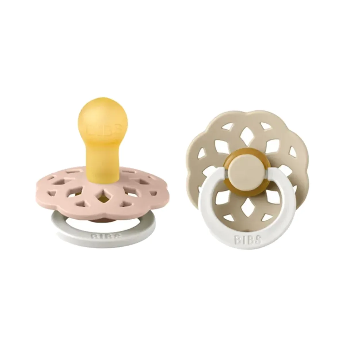 Lot de 2 sucettes symétriques Glow Blush / Vanilla Bibs 0-6 mois Lot de 2 sucettes Bibs symétriques Glow Blush / Vanilla pour bébé de 0 à 6 mois