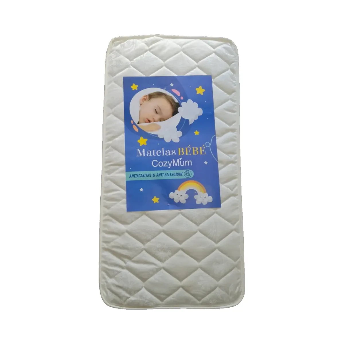 Matelas bébé anti-allergique 120 x 60 cm CozyMum Matelas bébé CozyMum 120 x 60 cm en mousse antiallergique, hauteur 13 cm