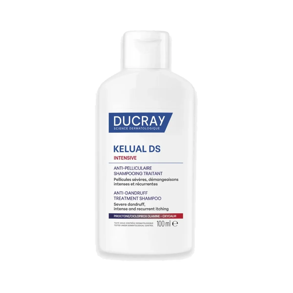 Shampoing traitant antipelliculaire Kelual DS Ducray Flacon de 100 ml du shampooing traitant antipelliculaire Kelual DS Ducray