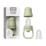 Grignoteuse Bibs Baby Feeder vert sauge avec capuchon et 2 tétines en silicone
